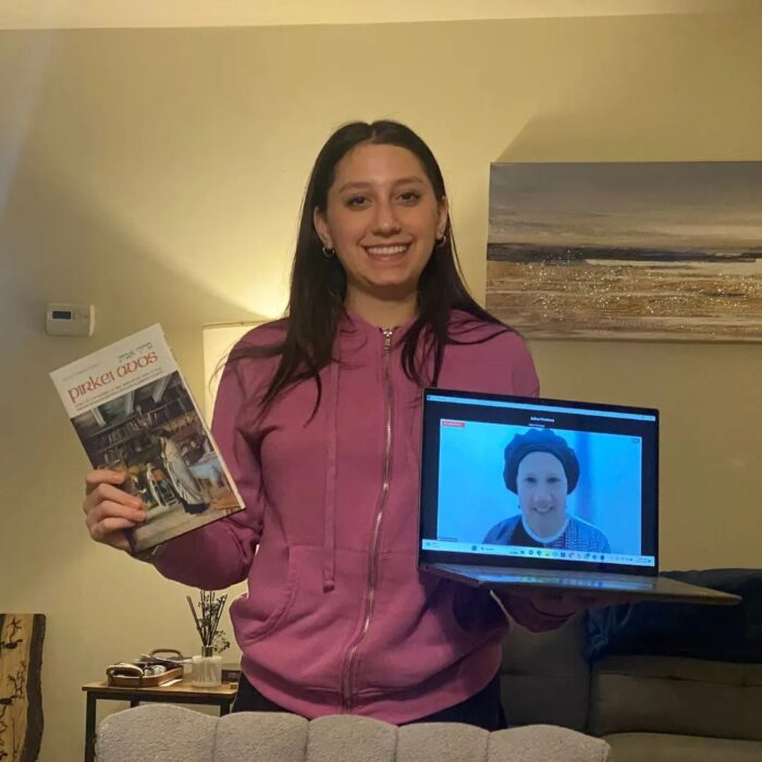 Tamar Klein Pirkei Avot siyum with Natanya Mann